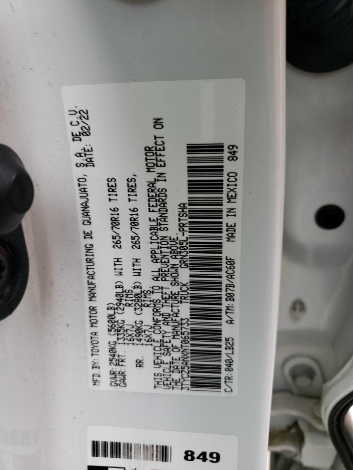 2022 TOYOTA TACOMA DOUBLE CAB VIN:3TYCZ5ANXNT065733