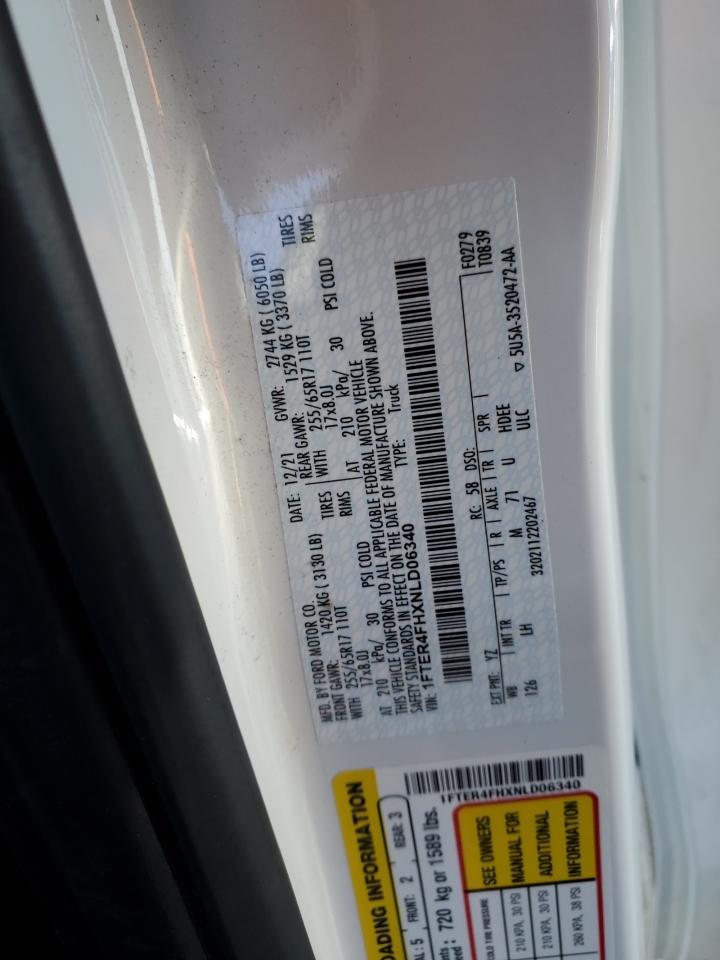 2022 FORD RANGER XL VIN:1FTER4FHXNLD06340