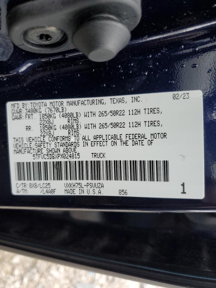 2023 TOYOTA TUNDRA CREWMAX CAPSTONE VIN:5TFVC5DBXPX024815