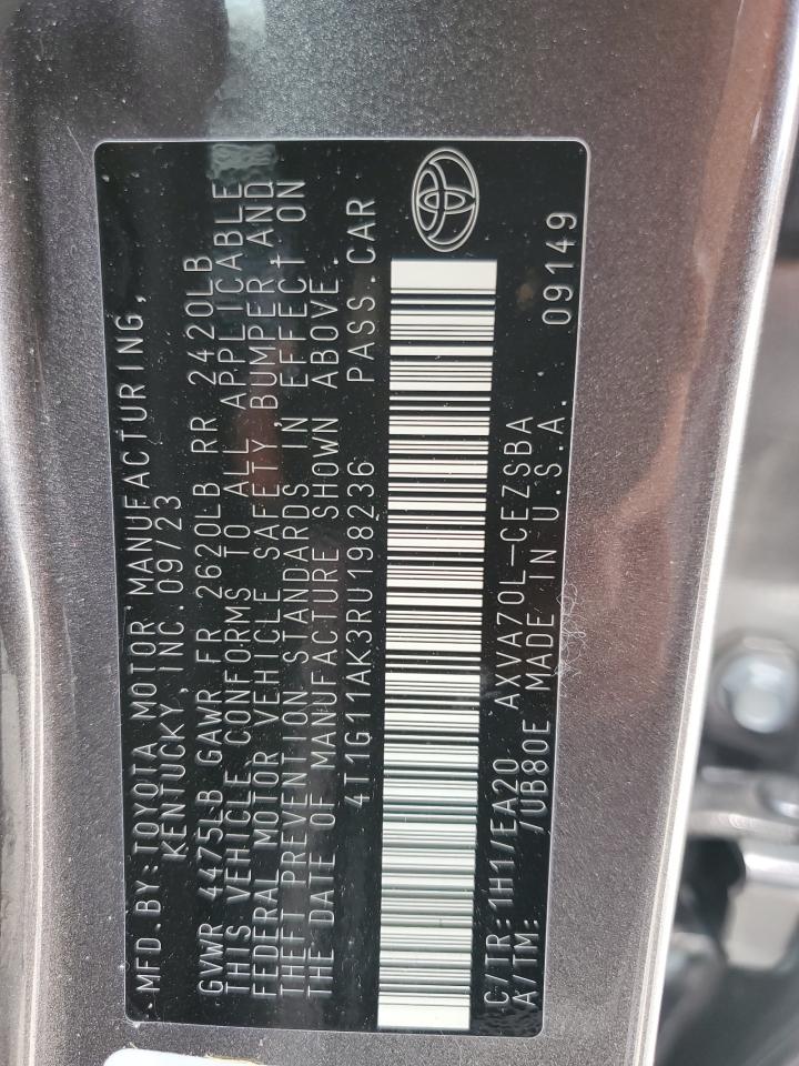 2024 TOYOTA CAMRY SE NIGHT SHADE VIN:4T1G11AK3RU198236