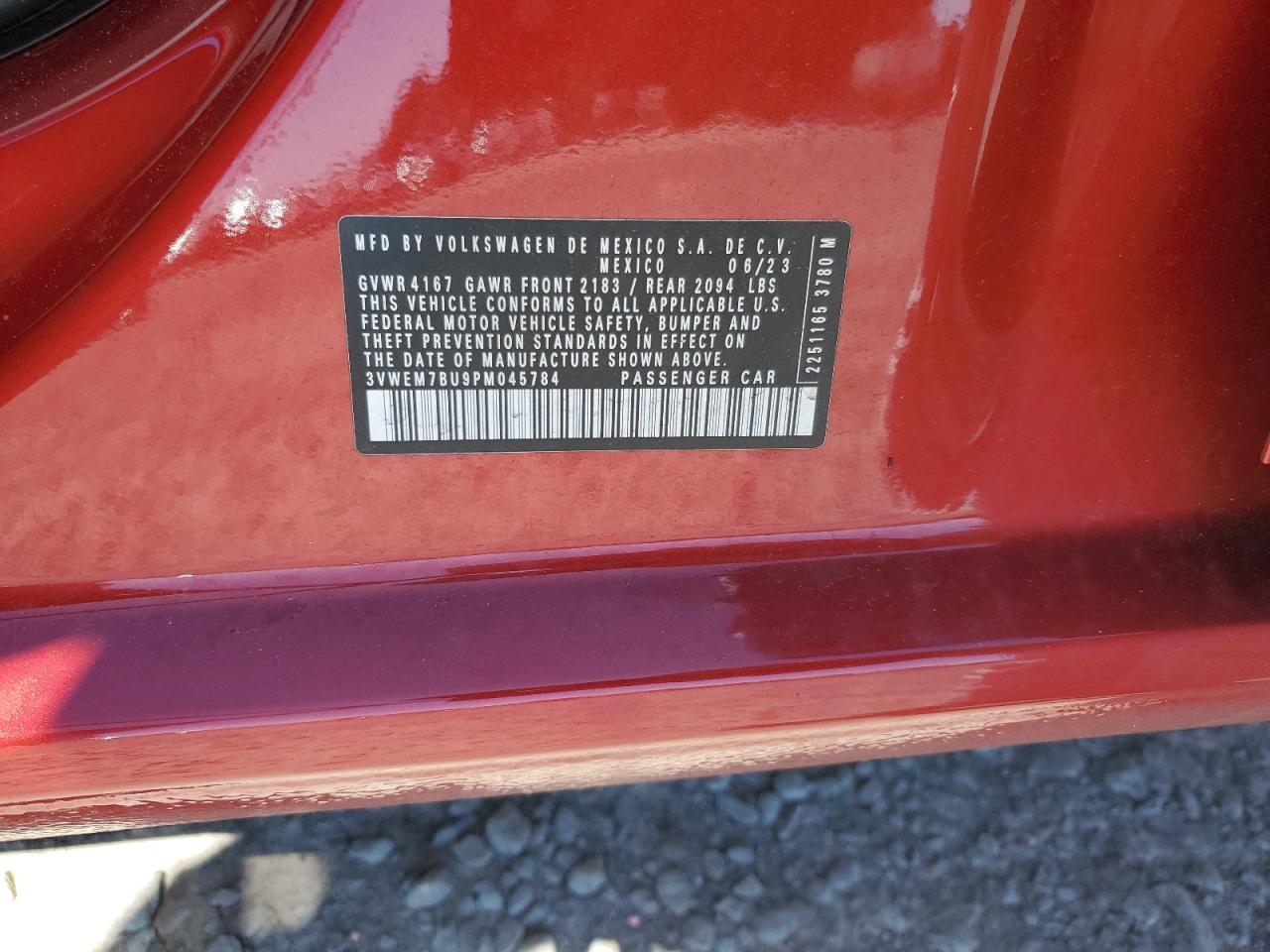 2023 VOLKSWAGEN JETTA SE VIN:3VWEM7BU9PM045784