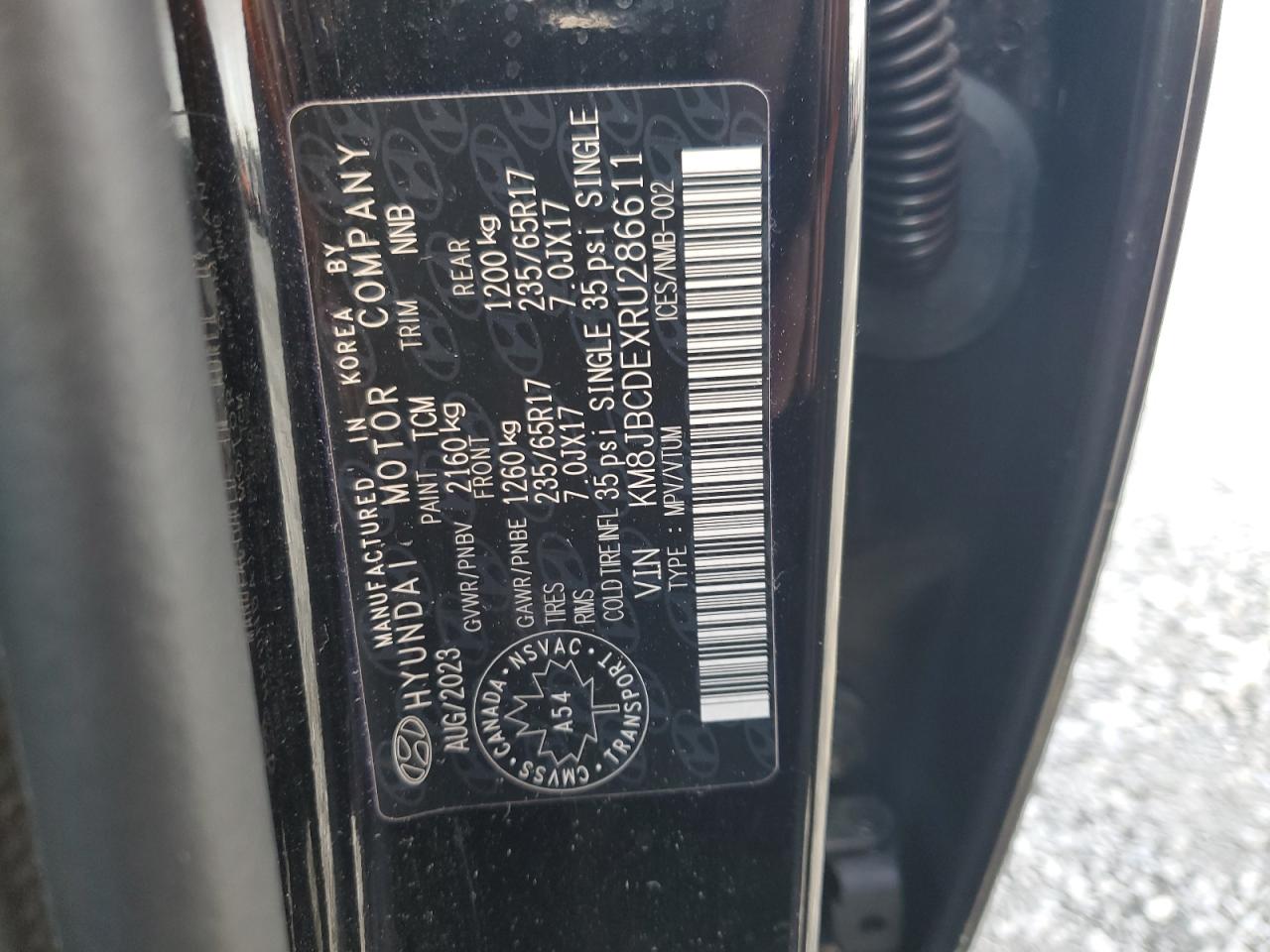 2024 HYUNDAI TUCSON SEL VIN:KM8JBCDEXRU286611