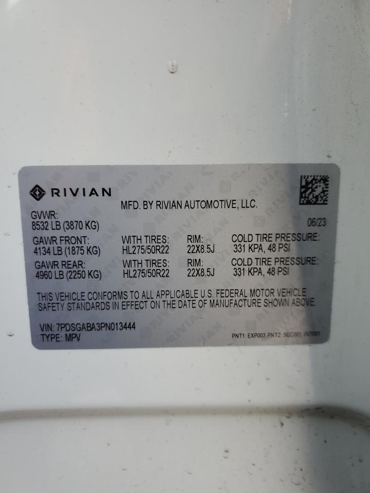 2023 RIVIAN R1S ADVENTURE VIN:7PDSGABA3PN013444