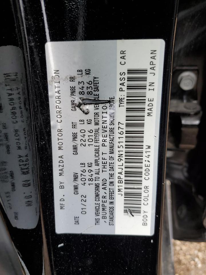 2022 MAZDA 3  VIN:JM1BPAJL9N1511677