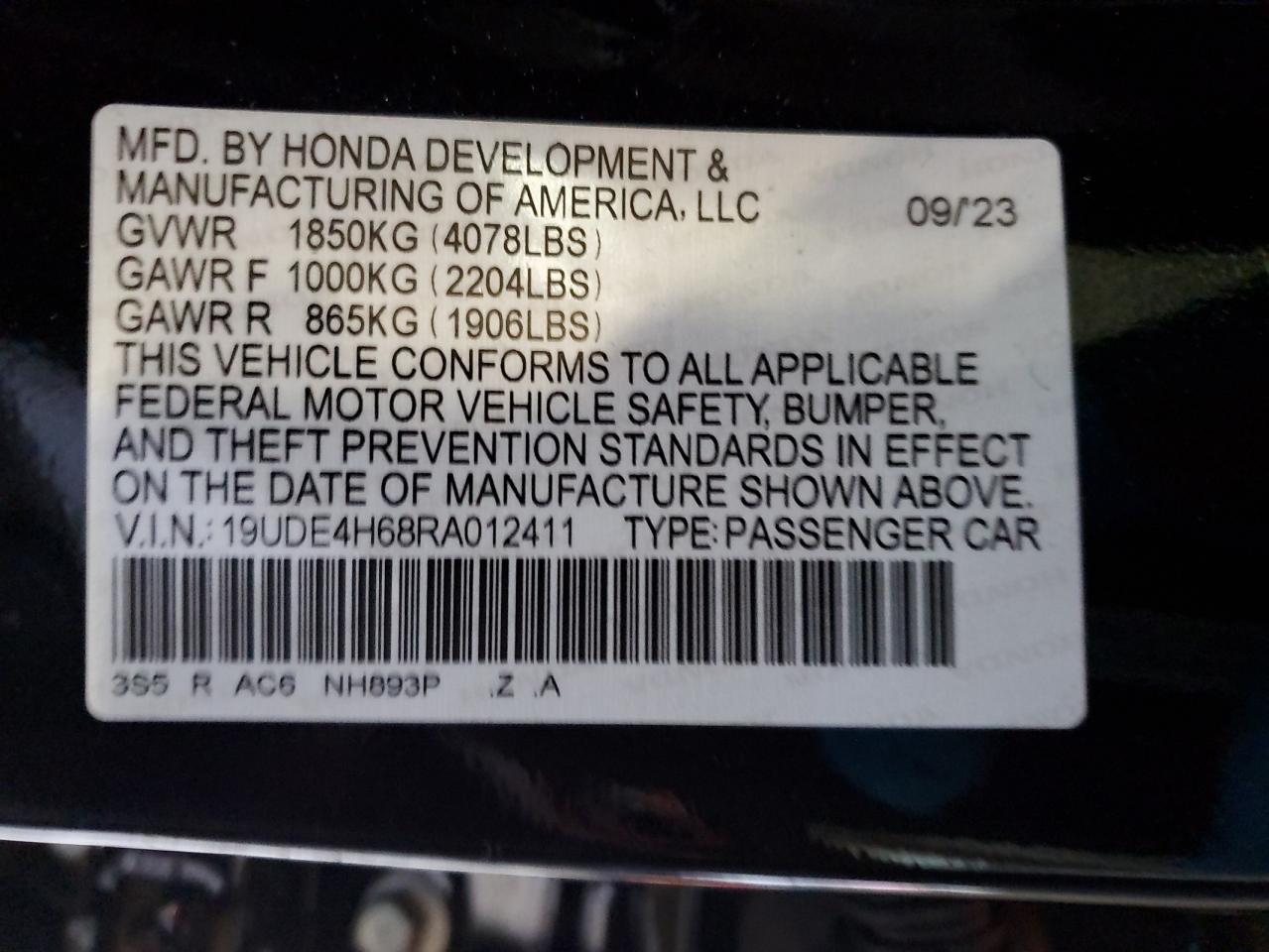 2024 ACURA INTEGRA A-SPEC TECH VIN:1FT7X2B67JEB02343