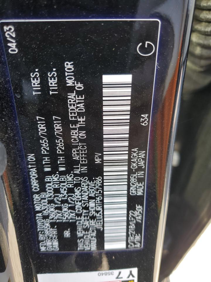 2023 TOYOTA 4RUNNER SE VIN:JTELU5JR1P6157986