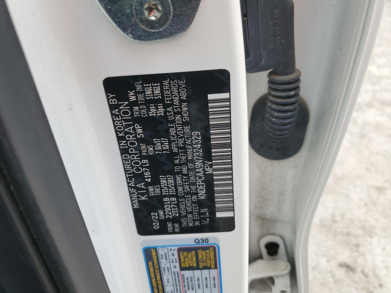 2022 KIA SELTOS LX VIN:KNDEPCAA9N7324329