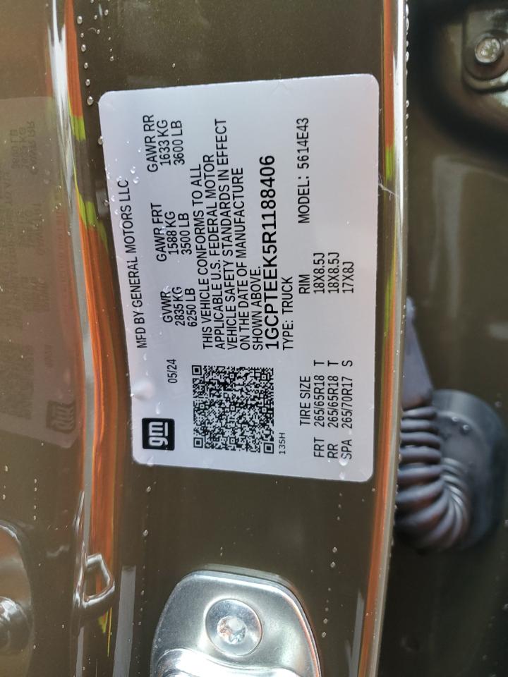 2024 CHEVROLET COLORADO TRAIL BOSS VIN:1GCPTEEK5R1188406