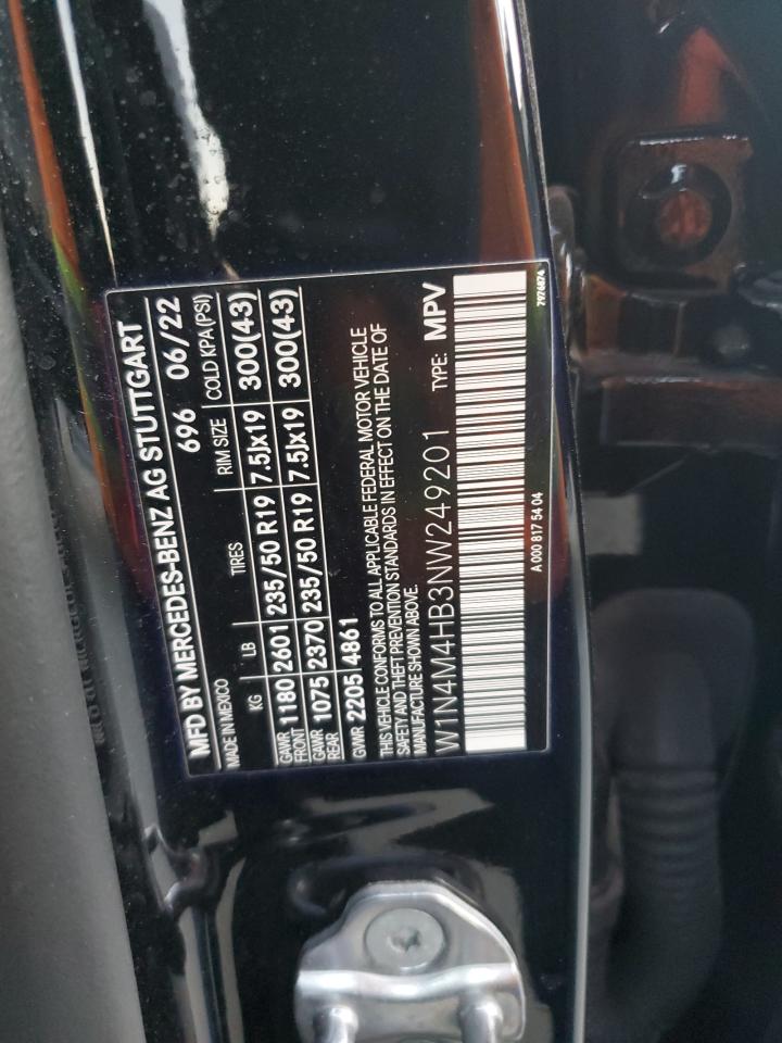 2022 MERCEDES-BENZ GLB 250 4MATIC VIN:W1N4M4HB3NW249201