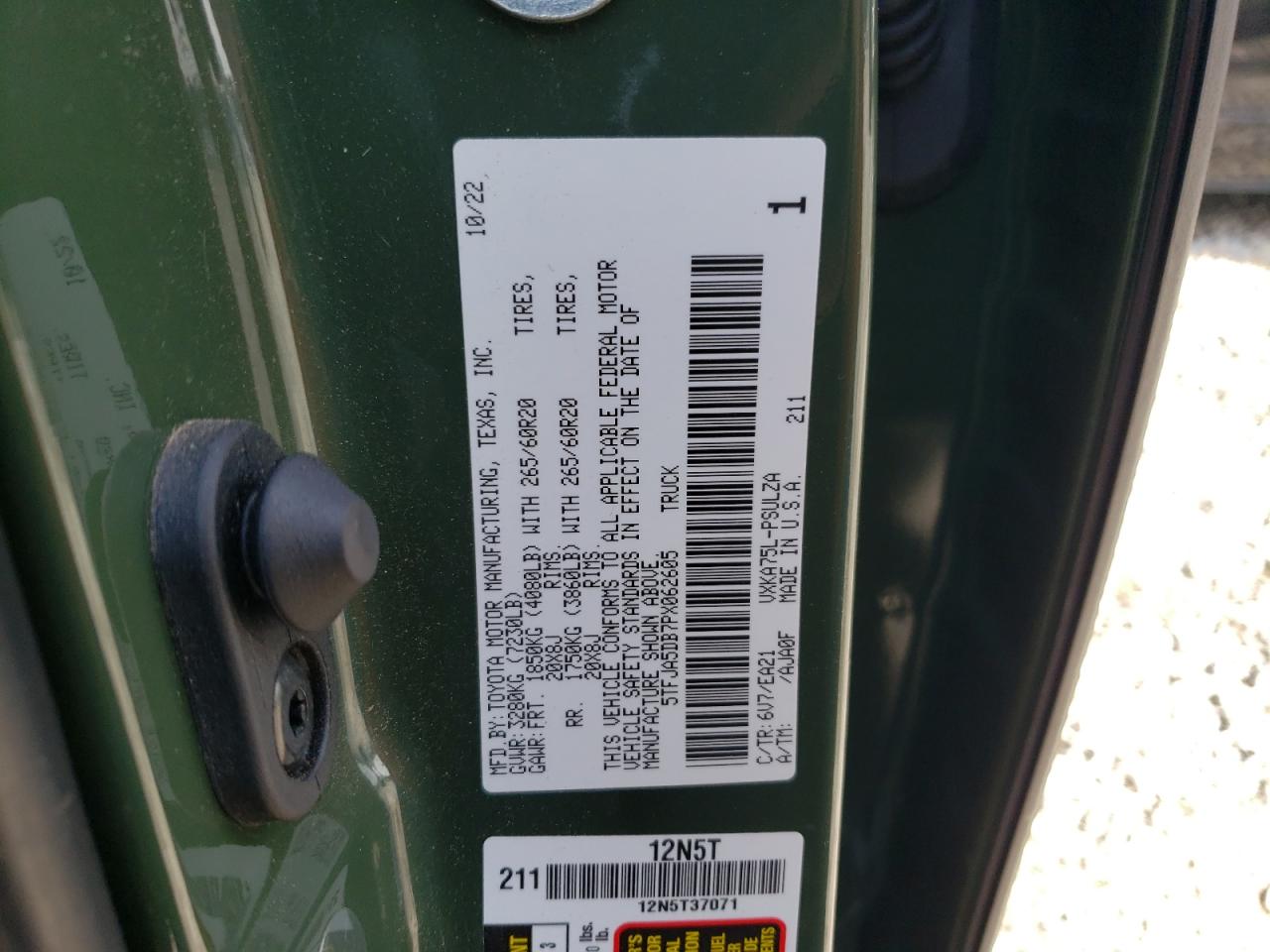 2023 TOYOTA TUNDRA CREWMAX LIMITED VIN:5TFJA5DB7PX062605