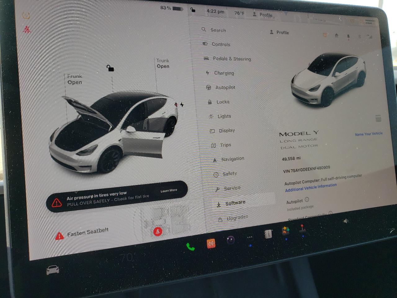 2022 TESLA MODEL Y  VIN:7SAYGDEEXNF480909