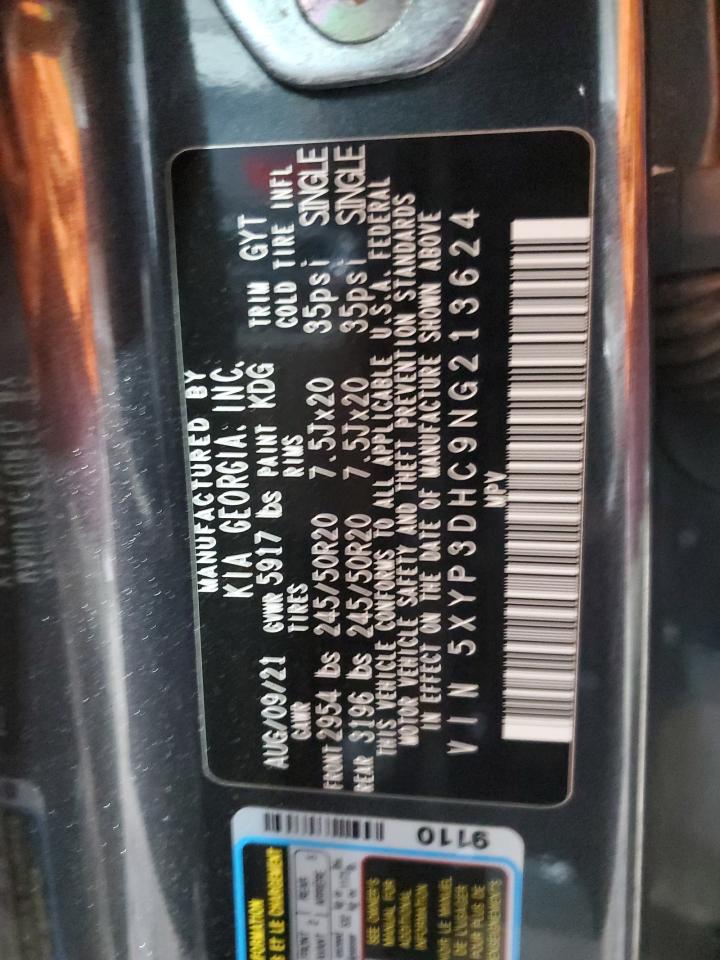 2022 KIA TELLURIDE EX VIN:5XYP3DHC9NG213624