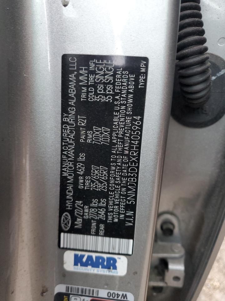 2024 HYUNDAI TUCSON SEL VIN:5NMJB3DEXRH405964