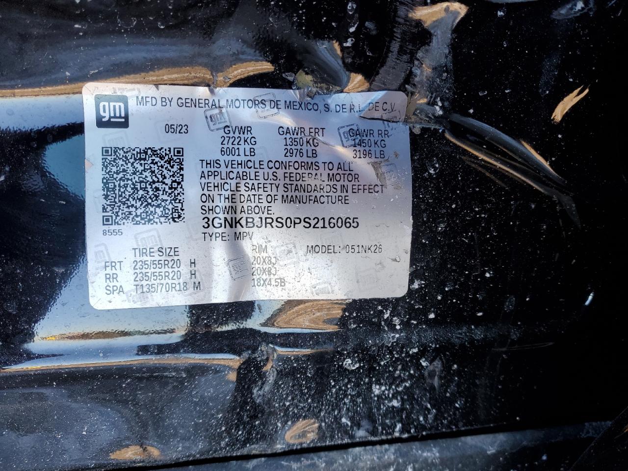 2023 CHEVROLET BLAZER 3LT VIN:3GNKBJRS0PS216065