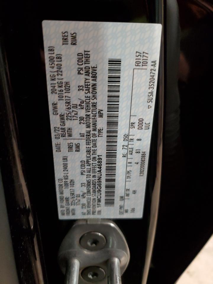 2022 FORD ESCAPE SE VIN:1FMCU9G69NUA46891