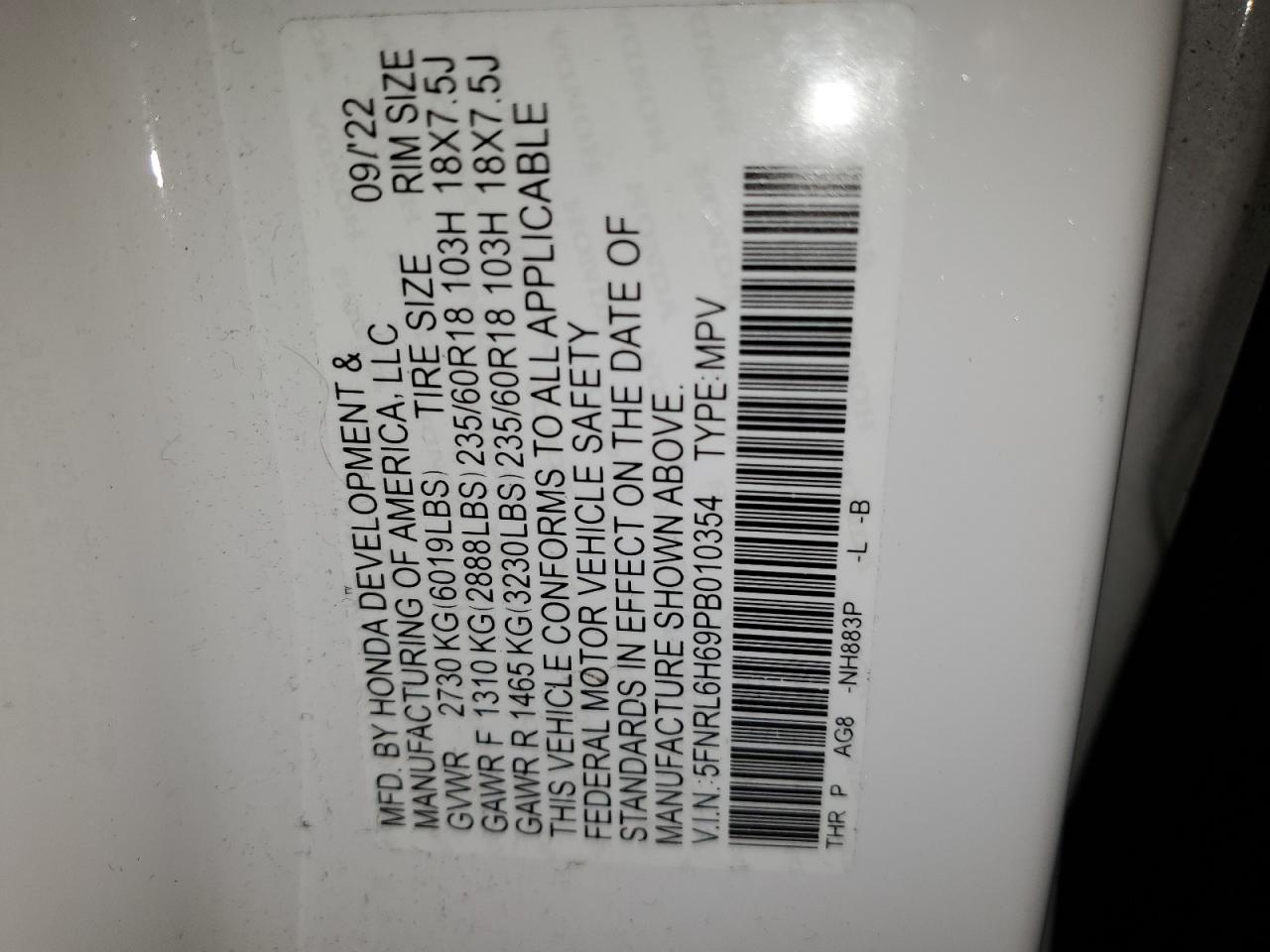 2023 HONDA ODYSSEY EXL VIN:5FNRL6H69PB010354