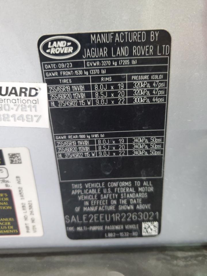 2024 LAND ROVER DEFENDER 110 X-DYNAMIC SE VIN:SALE2EEU1R2263021