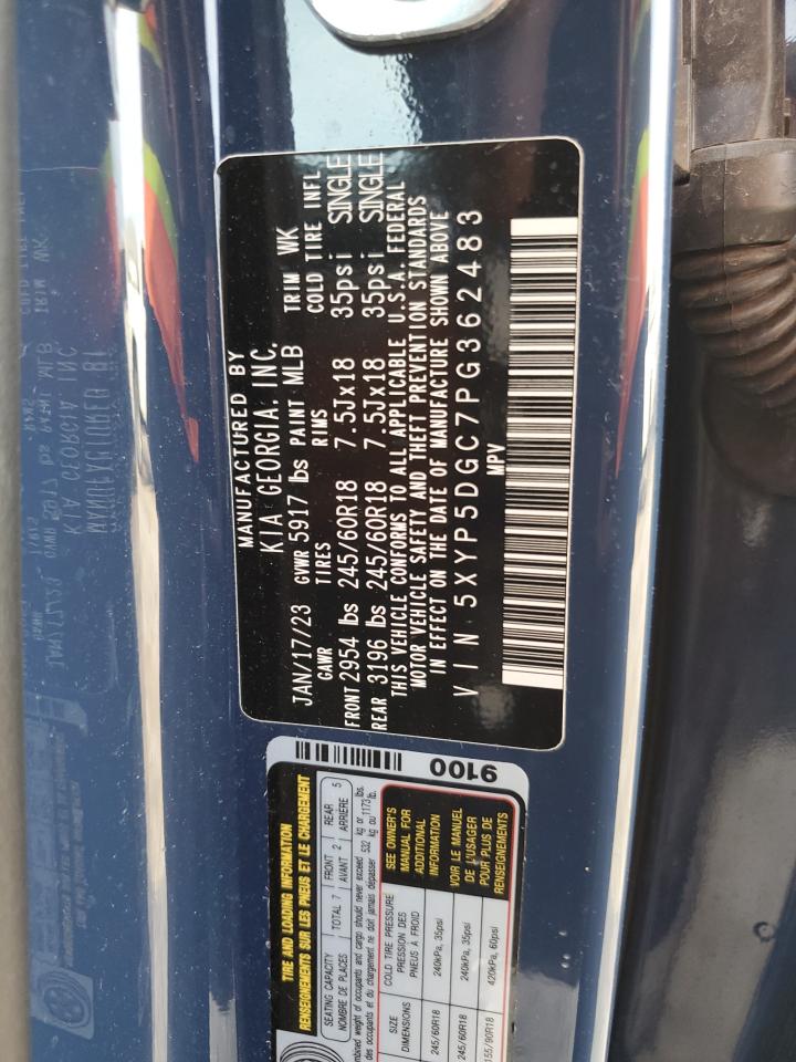 2023 KIA TELLURIDE SX VIN:5XYP5DGC7PG362483