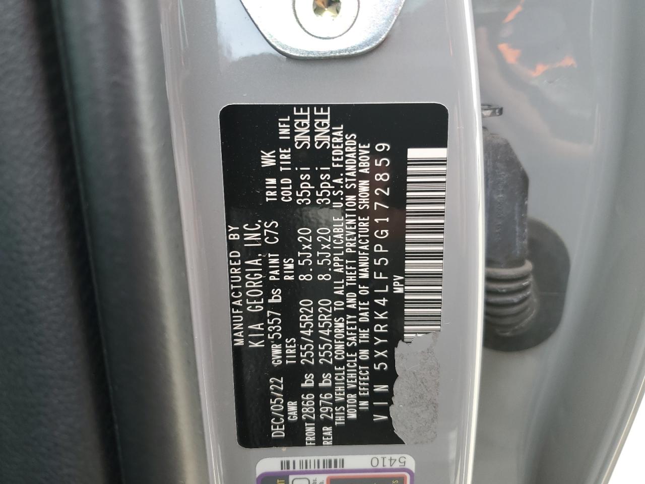 2023 KIA SORENTO SX VIN:5XYRK4LF5PG172859