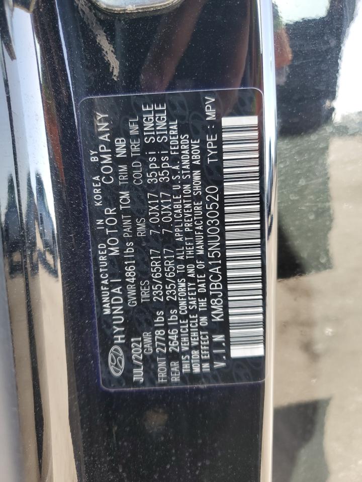 2022 HYUNDAI TUCSON BLUE VIN:KM8JBCA15NU030520