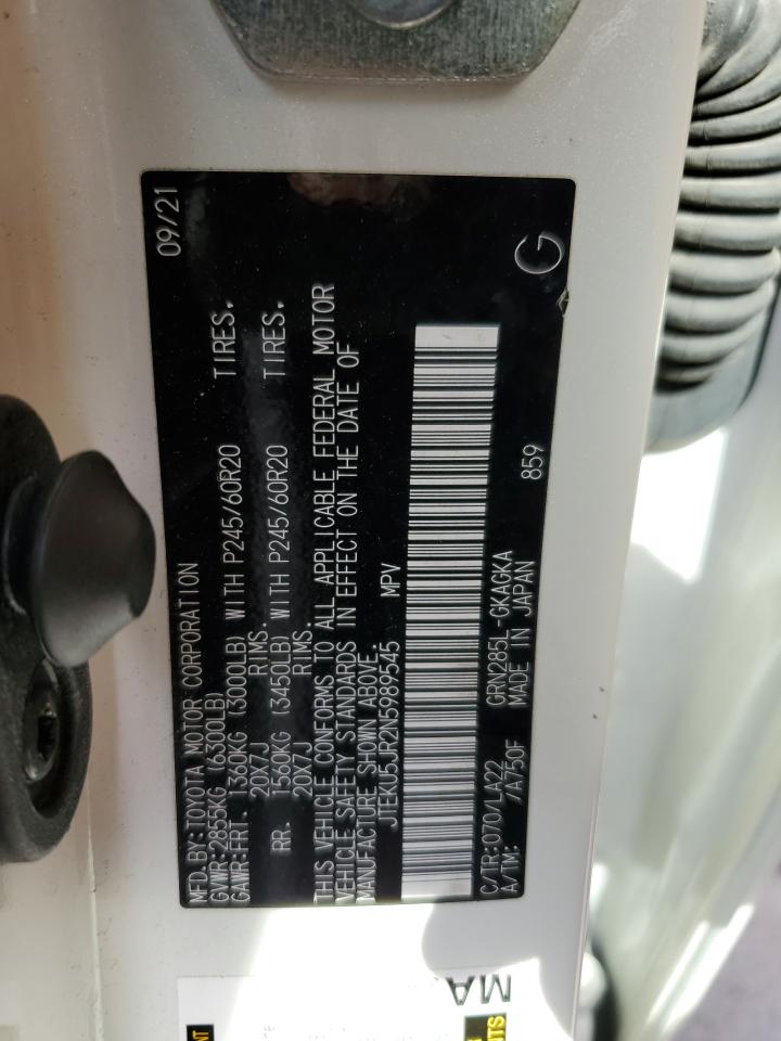 2022 TOYOTA 4RUNNER LIMITED VIN:JTEKU5JR2N5989545