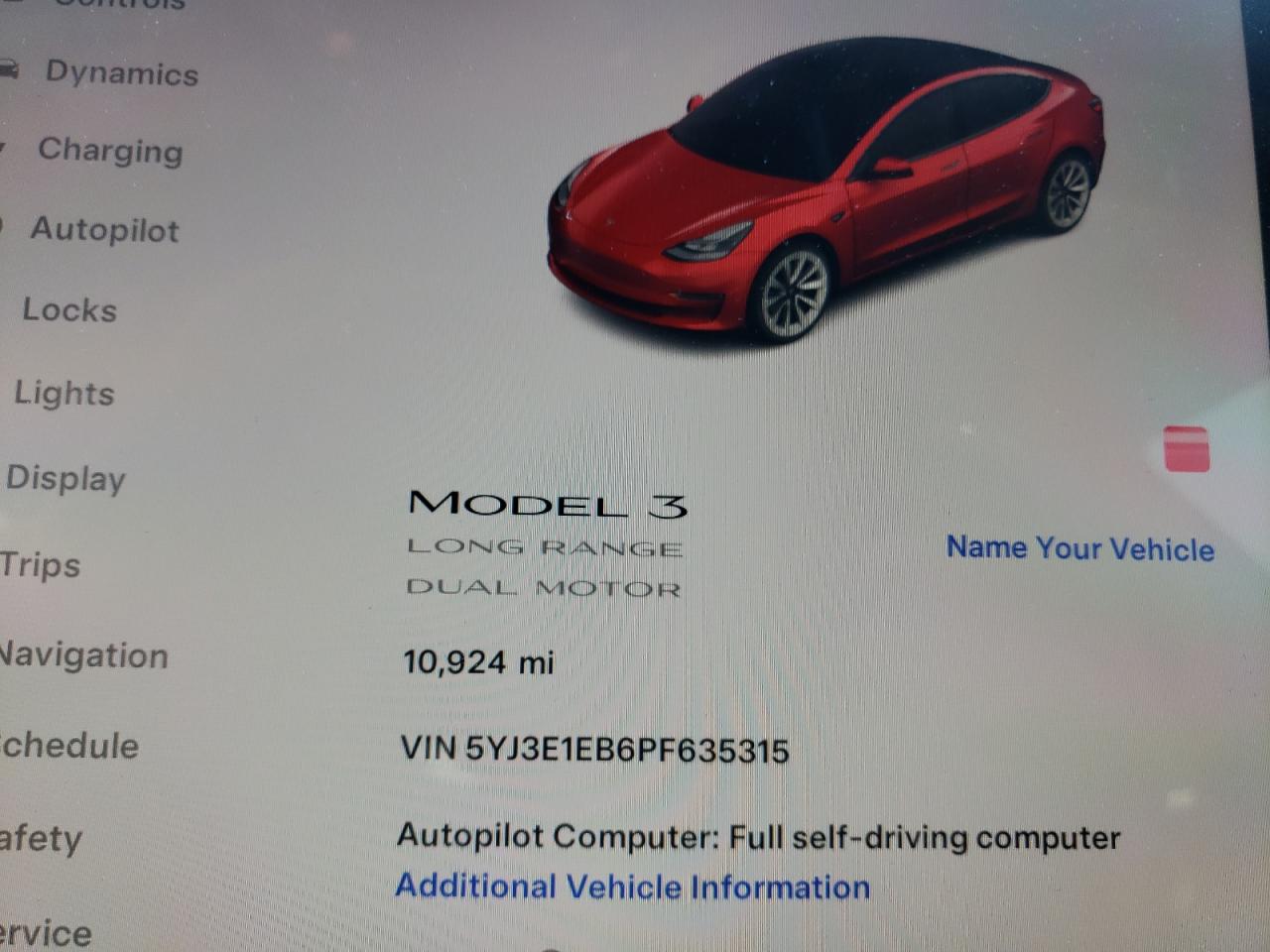 2023 TESLA MODEL 3  VIN:5YJ3E1EB6PF635315