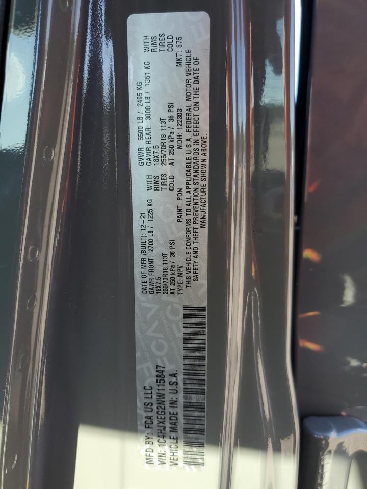 2022 JEEP WRANGLER UNLIMITED SAHARA VIN:1C4HJXEG2NW115847