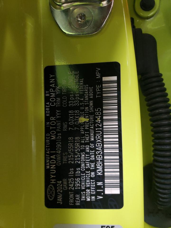 2024 HYUNDAI KONA SEL VIN:KM8HB3ABXRU124485