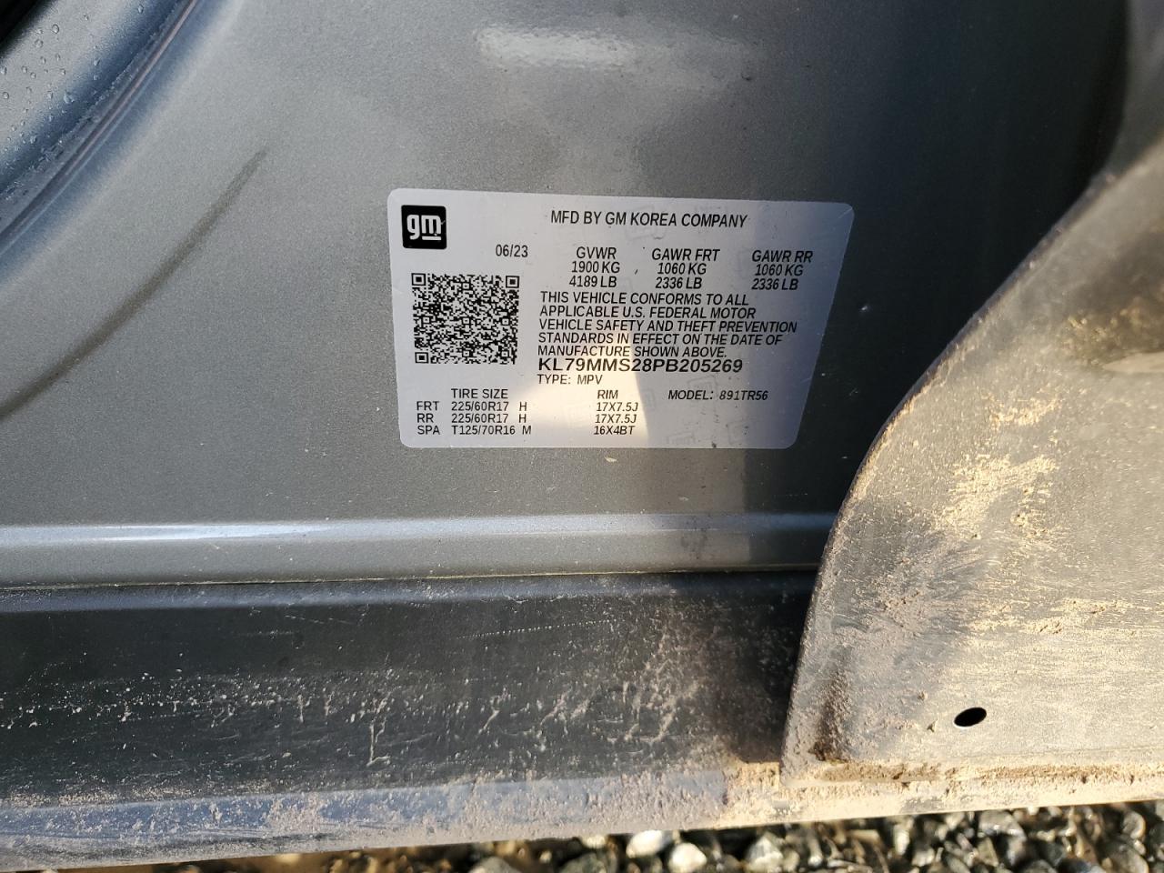 2023 CHEVROLET TRAILBLAZER LS VIN:KL79MMS28PB205269