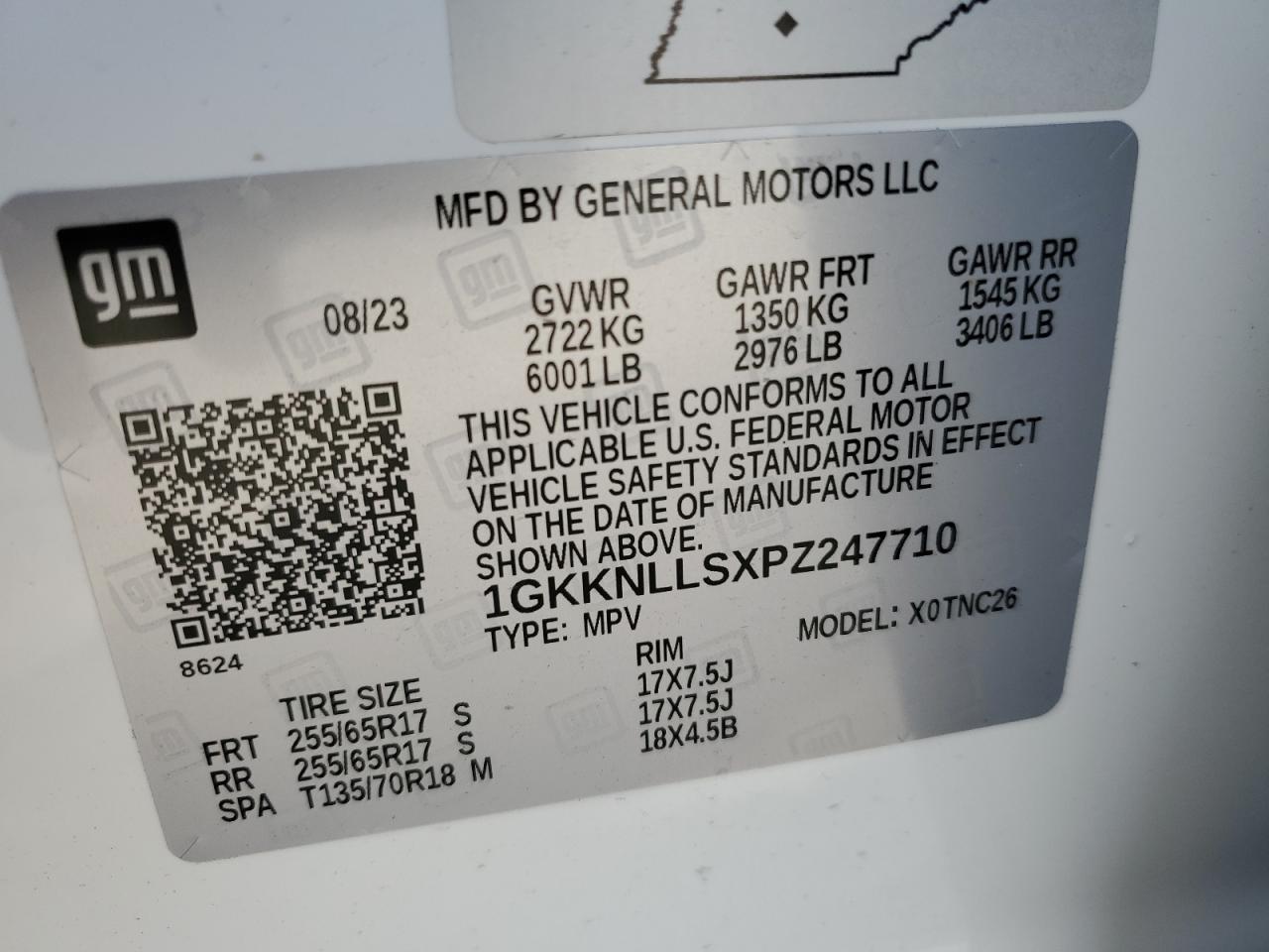 2023 GMC ACADIA AT4 VIN:1GKKNLLSXPZ247710