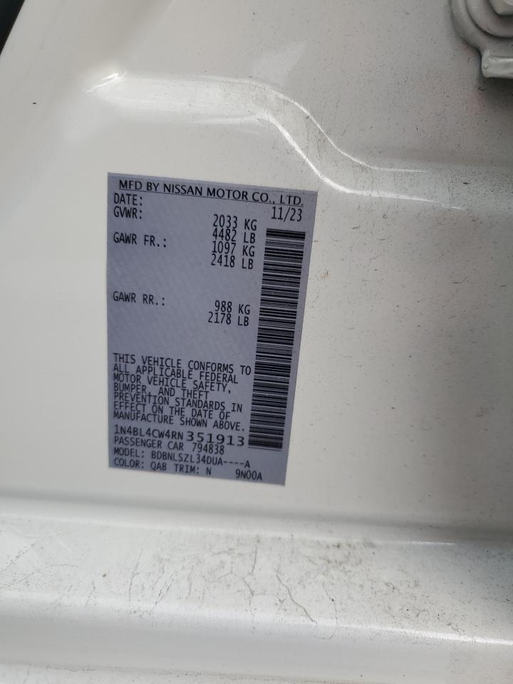 2024 NISSAN ALTIMA SR VIN:1N4BL4CW4RN351913