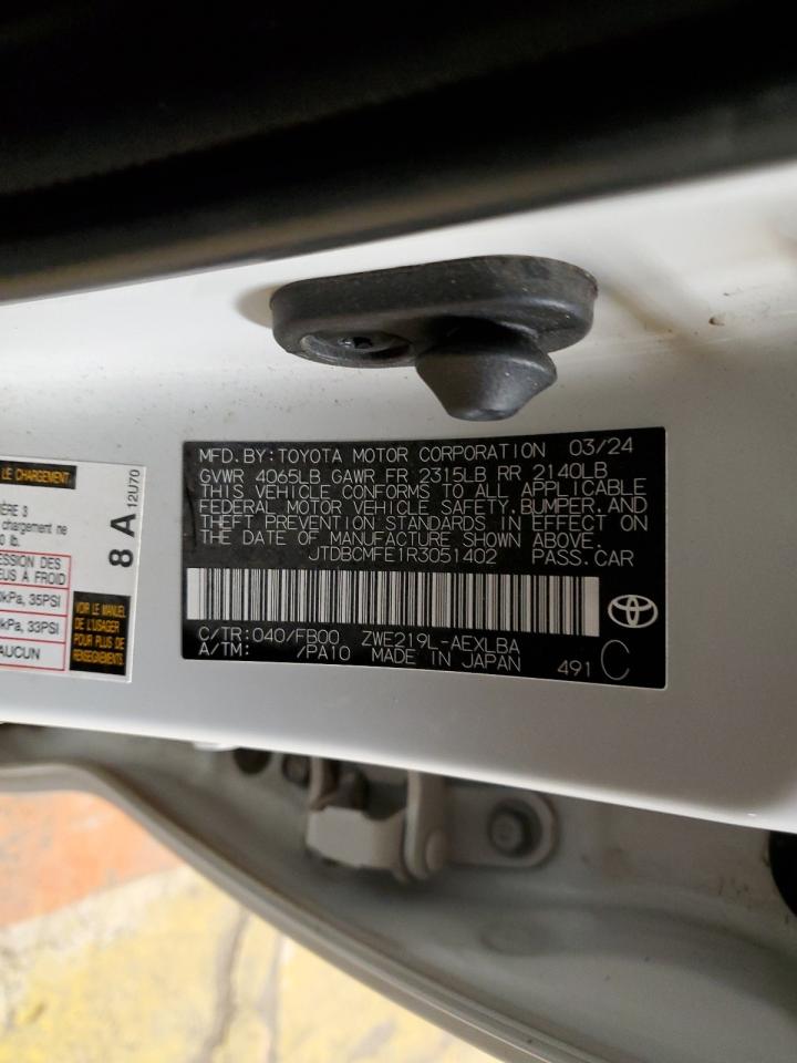 2024 TOYOTA COROLLA LE VIN:JTDBCMFE1R3051402