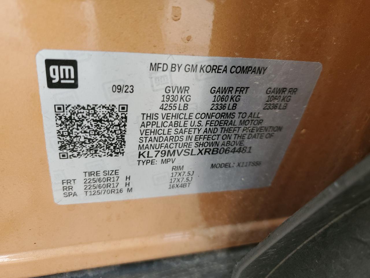 2024 CHEVROLET TRAILBLAZER ACTIV VIN:KL79MVSLXRB064481