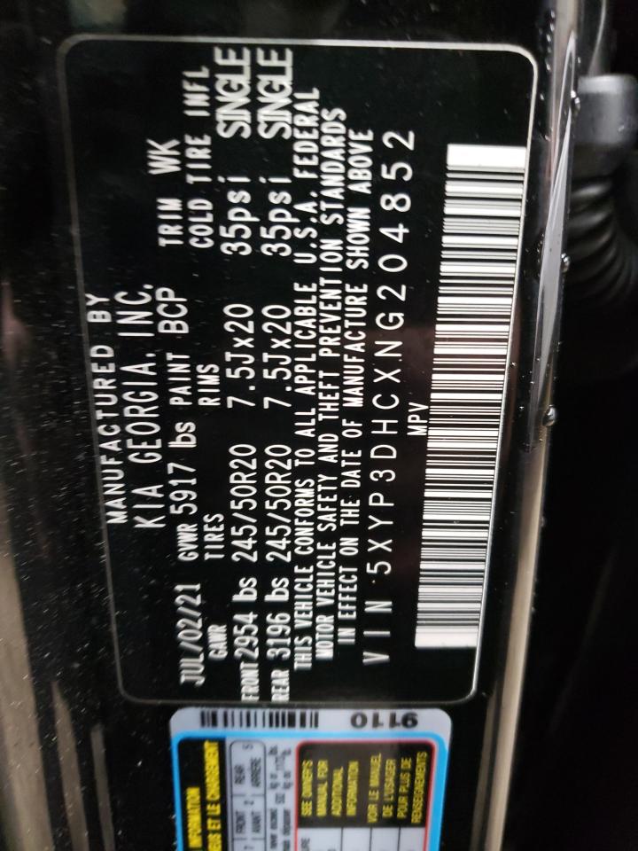 2022 KIA TELLURIDE EX VIN:5XYP3DHCXNG204852