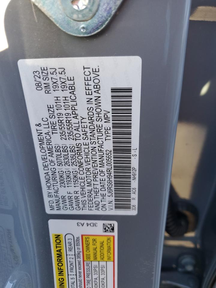 2024 HONDA CR-V SPORT TOURING VIN:5J6RS6H94RL005652