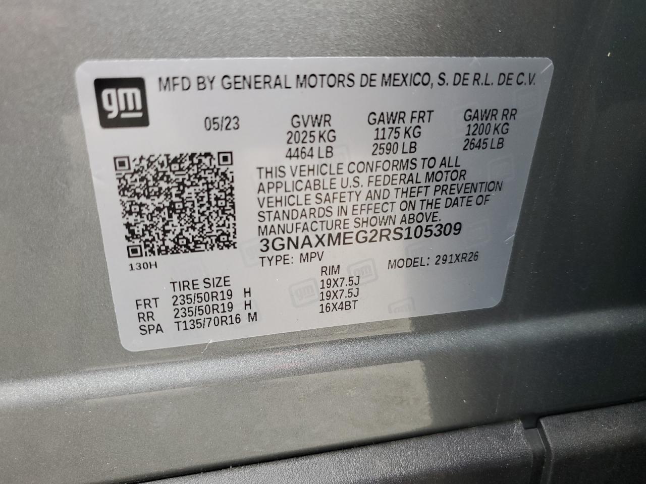 2024 CHEVROLET EQUINOX RS VIN:3GNAXMEG2RS105309