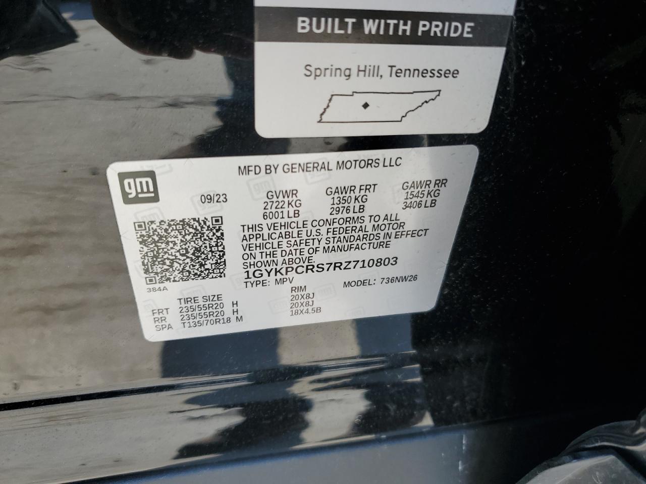 2024 CADILLAC XT6 PREMIUM LUXURY VIN:1GYKPCRS7RZ710803