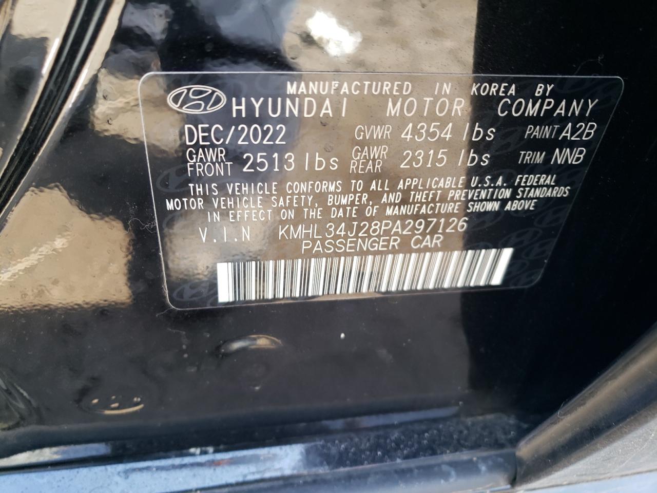 2023 HYUNDAI SONATA LIMITED VIN:KMHL34J28PA297126