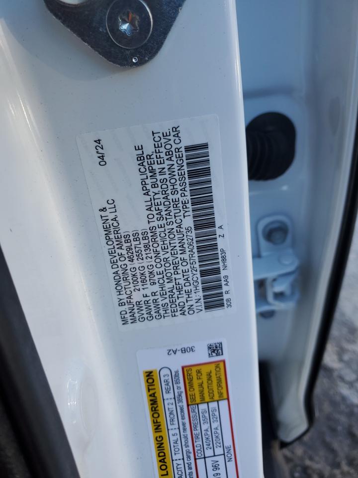 2024 HONDA ACCORD HYBRID SPORT VIN:1HGCY2F57RA062735