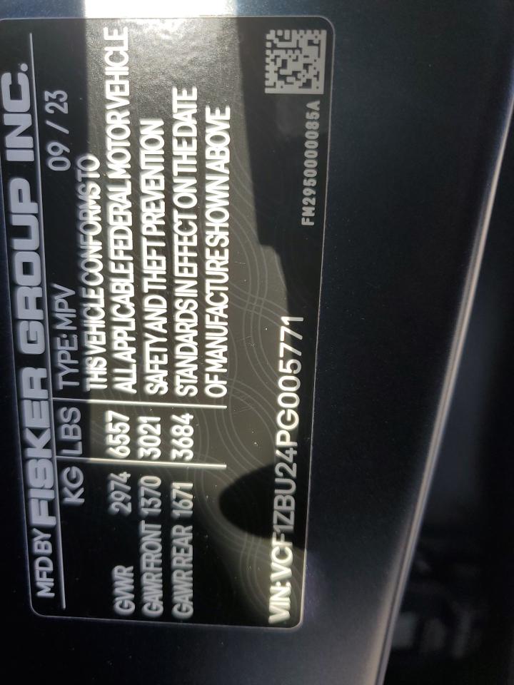 2023 FISKER INC. OCEAN OCEAN ONE VIN:VCF1ZBU24PG005771