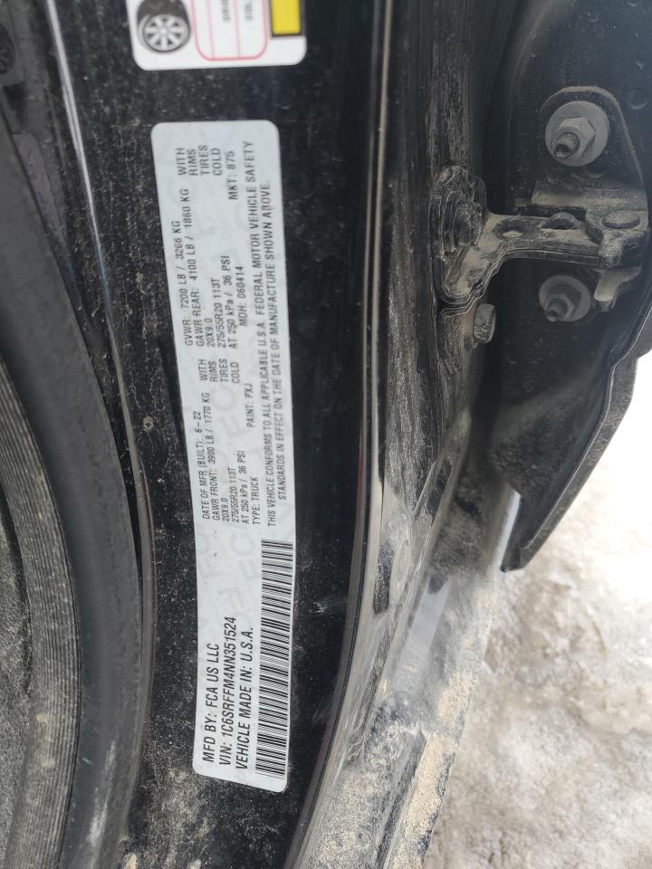 2022 RAM 1500 BIG HORN/LONE STAR VIN:1C6SRFFM4NN351524