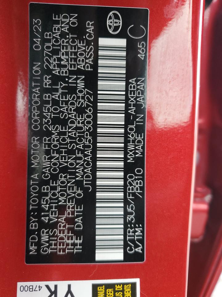2023 TOYOTA PRIUS LE VIN:JTDACAAU5P3006727