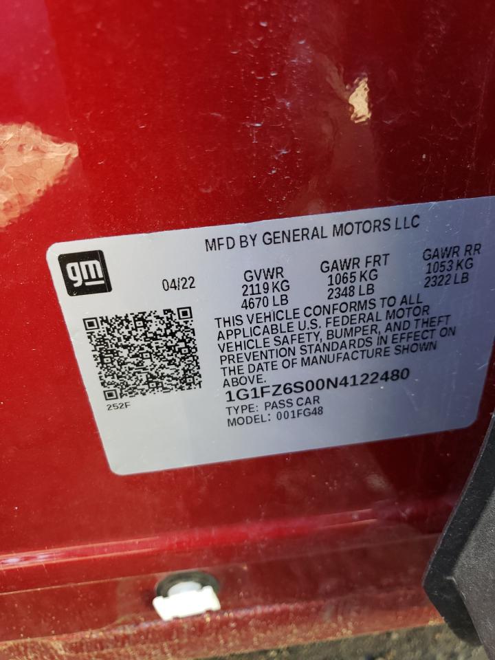 2022 CHEVROLET BOLT EUV PREMIER VIN:1G1FZ6S00N4122480