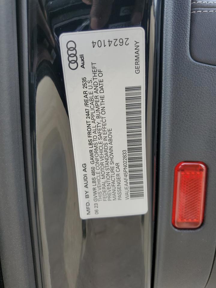 2023 AUDI A4 PREMIUM PLUS 45 VIN:WAUEAAF45PN022833