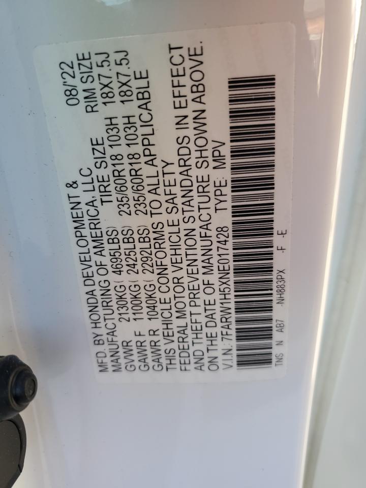 2022 HONDA CR-V EX VIN:7FARW1H5XNE017428