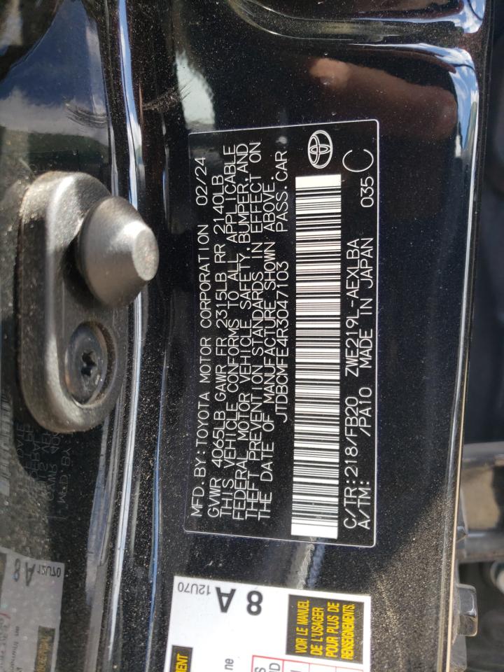 2024 TOYOTA COROLLA LE VIN:JTDBCMFE4R3047103