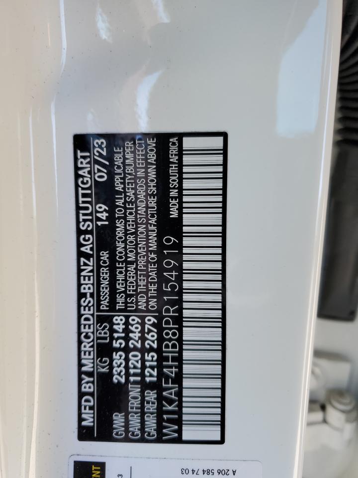 2023 MERCEDES-BENZ C 300 4MATIC VIN:W1KAF4HB8PR154919