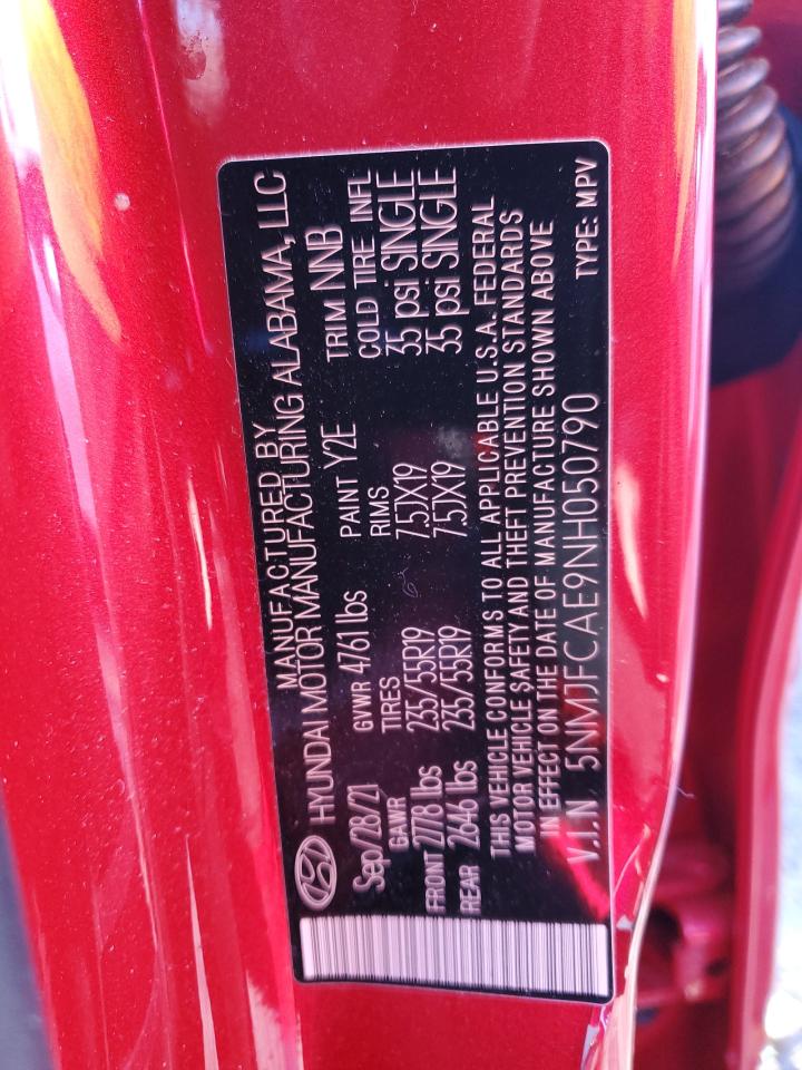2022 HYUNDAI TUCSON SEL VIN:5NMJFCAE9NH050790