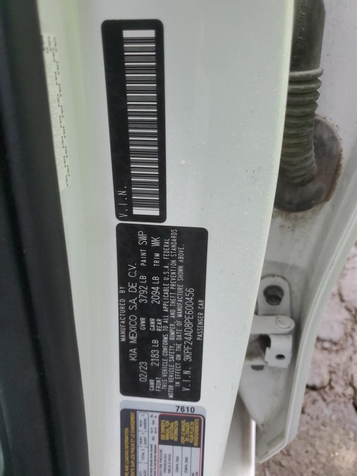 2023 KIA FORTE LX VIN:3KPF24AD8PE600456