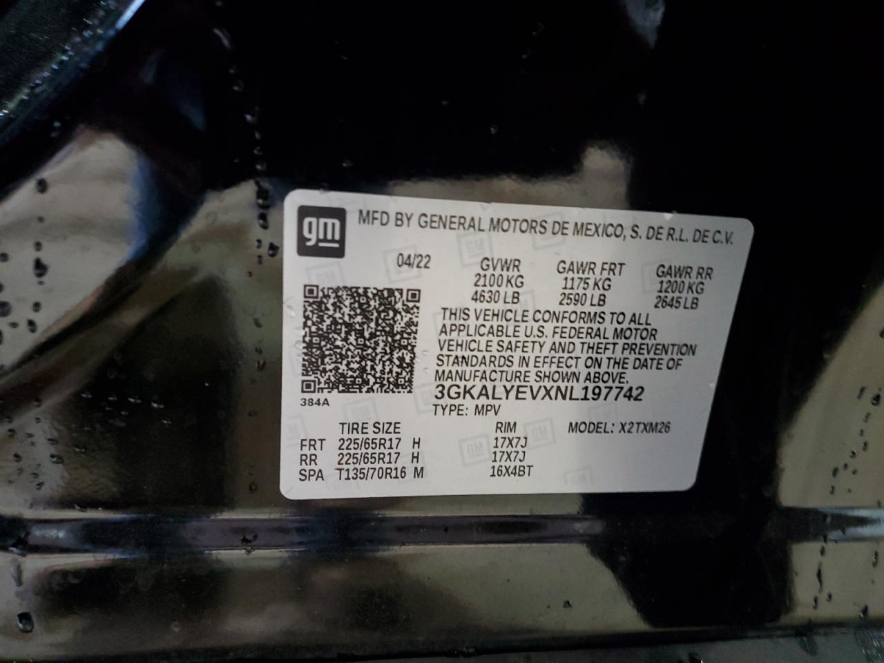 2022 GMC TERRAIN AT4 VIN:3GKALYEVXNL197742
